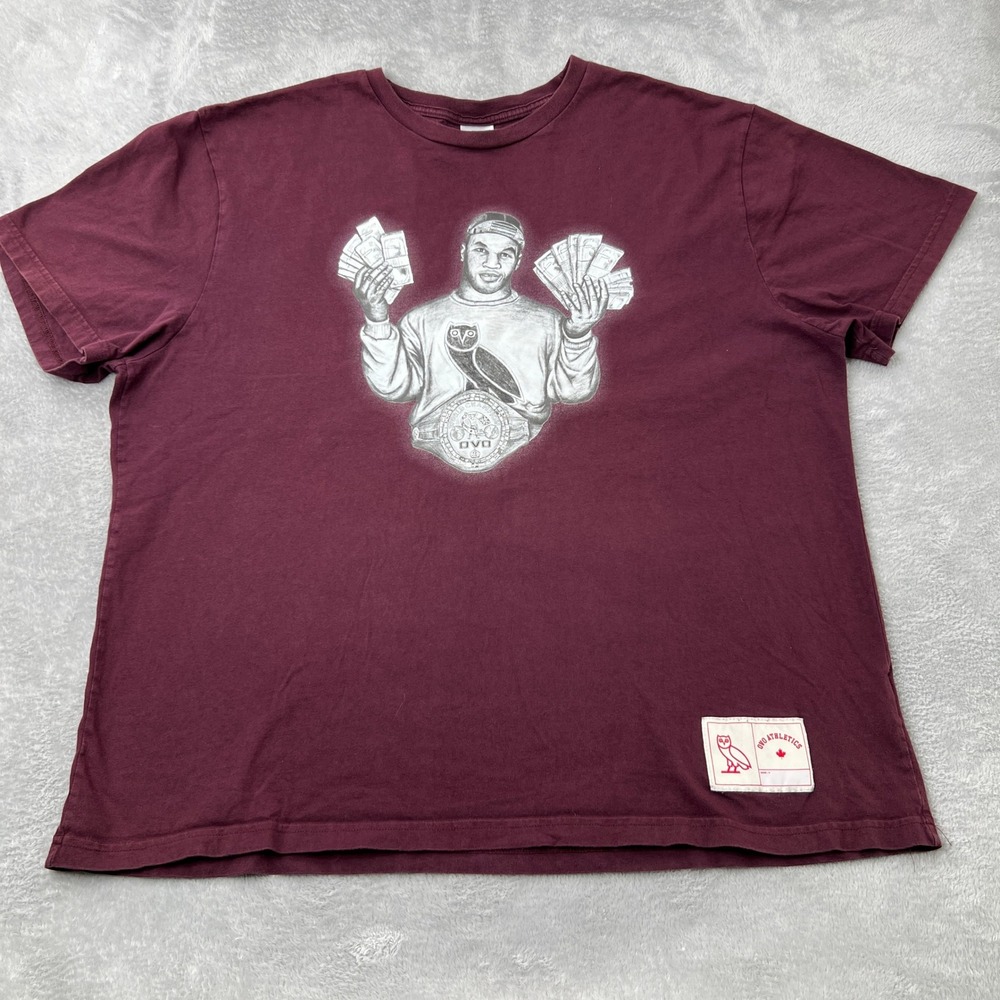 OVO Mike Tyson Graphic T-Shirt 3XL Maroon Men Streetwear Rare Made in Canada
